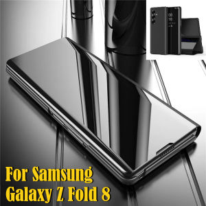 2026 Mirror Flip Stand Holder Luxury Design Case for Samsung Galaxy Z FOLD 8 Ultra 7 6 5G Shockproof PU Leather Protective Cover