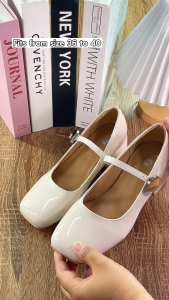 STOMPION Mary Jane Shoes 5CM Chunky Heeled With Ankle Strap Jelly Leather Material Sandals For Women