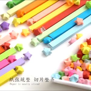 540/380PCS Stars Origami Paper Strips Fold DIY Hand Crafts Colorful Cartoon Lucky Star Decoration Paper
