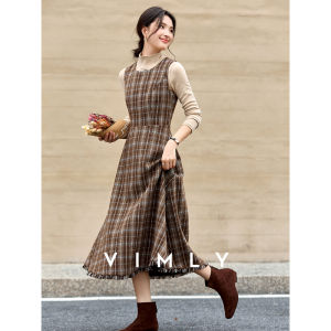 Vimly | Đầm Giảm Cân Vintage Không Tay Caro