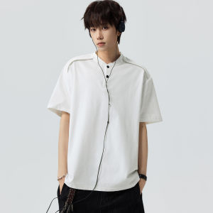 Wood soon | Henley Collar Street Fashion Loose T-Shirt