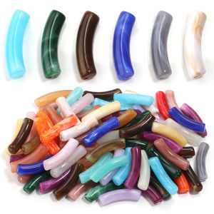 30pcs Acrylic Bamboo Tube Beads Dual Color Chunky Bent Pipe Loose Beads for DIY Bracelet Necklace Jewelry Making Accessories