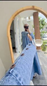 SUPER JUMBO BATWING DRESS JEANS TERBARU LD 150 CM - BUSANA MUSLIM  MIDI DRESS DENIM EKSTRA BIG SIZE FIT TO 4XL