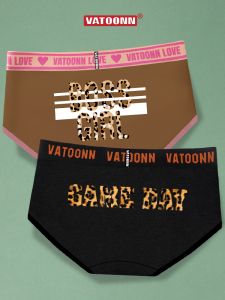 Vatoonn | Cute Cartoon and Leopard Print Triangle Underwear Mid-waist Belly Support Broad Waistband Antibacterial Breathable