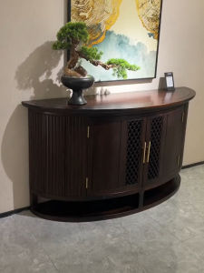 New Chinese Style Ugyen Wood Hallway Cabinet Minimalist Zen Style Solid Wood Console Tables Entrance Hall Wall Storage Curio Cabinet