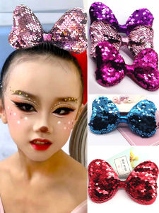 Girls Dance Performance Butterfly Knot Headwear Sparkling Sequins Hair Clip Kindergarten Show Hair Accessories Childrens Clothing