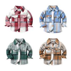 Rolanko kanak-kanak bayi kanak-kanak Plaid Shirts Jacket Windbreakers Coat Long Sleeve Shirt Top Outwear pakaian 2-8 tahun