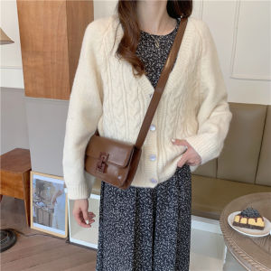 กระเป๋าสะพายข้างสไตล์ฝรั่งเศสขนาดเล็ก กระเป๋าสะพายข้างแบบสะพายข้างสำหรับผู้หญิง กระเป๋าผ้าฝ้ายลายไม้พีช ดีไซน์เก๋ไก๋ ปิดด้วยซิป