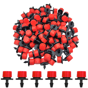 100Pcs 360° 8 Hole Adjustable Irrigation Drippers Sprinklers 1/4 Inch Emitters Drip for Watering System Garden Supplies