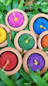 (1 ห่อ  50 ชิ้น) เทียนดอกดาวเรือง เทียนดอกไม้ เทียน ผางประทีป ผางประทีปดอกไม้ ผลิตเอง