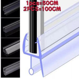 PVC Shower Screen Seal Strip 6/8/10/12mm Frameless Glass Door Bottom Weather Stripping Seal Sweep Glue-free Bathroom Hardware