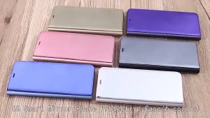 Luxury Phone Case for IPhone 17 Air 16 15 14 13 12 11 Pro Max Plus Smart Mirror Flip Leather Plating Stand Shockproof Back Case