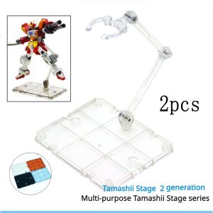 2pcs 6in Tamashii Action Figure Base Stand Holder 2 Generation 1/144 HG SIC SHF Robot GK for Gundam Gunpla Display Spirit Stand Porous Assembled Battle Classic Model Kit Tool