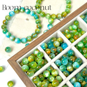 ลูกปัดทรงกลมสีเขียวฟ้าสำหรับทำสร้อยข้อมือ DIY วัสดุเรซินแฮนด์เมด อุปกรณ์ตกแต่งเครื่องประดับ เครื่องประดับแฟชั่น