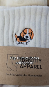 IDENTITY Apparel Pup Culture Collection Embroidered Basic Quarter Length Mid Cut Cotton Socks