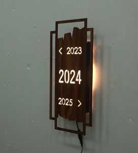 Nomor Rumah Akrilik Slim Box & Frame Wooden Nyala Combine