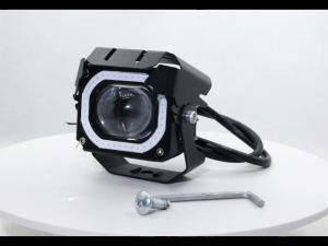 Universal Motorcycle Mini Driving Light Hi/Lo Beam Multi-color Angel Eyes Fog Ligh