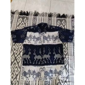 ￼baju tenun couple fatma sumba navy - baju couple kondangan - tenun couple set - kemeja&gamis kondangan - baju tenun keluarga