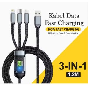 kabel charger USB 3  in1 fast charger 100w