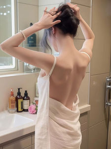 Pure Cotton Nightgown Womens Spring Autumn Style 2025 New High-End Sensation Wearable Towel Bath Skirt Backless Nightgown