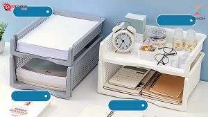 Oxihom Rak Susun Rak Dokumen Kertas Stationary Plastik Stackable Tray Kotak Penyimpanan Alat Tulis A4 Rak Dokumen Berwarna Variasi - Lazada