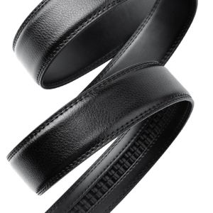 1 Piece Mens Casual Fashion PU Leather Light Belt Adjustable Automatic Buckle Belt No Buckle