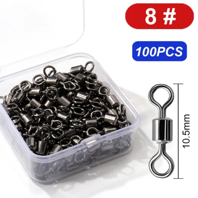 100Pcs Stainless Steel Bearing Rolling Connector Rotate Barrel Swivel Tackle Box Lure Line Tool Set Fishing Accessories