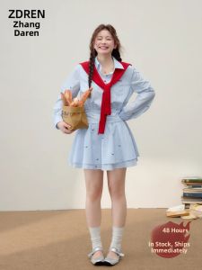 ZHANGDAREN | Đầm ôm sọc caro tăng cường năng lượng cho phụ nữ béo