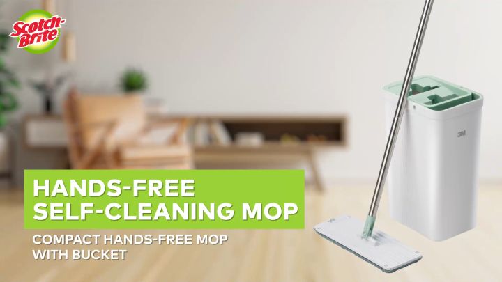 3M™ Scotch-Brite™ Hands-Free Mop with Compact Bucket, 1 pc/pack, For cleaning home floor easily & handsfree