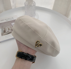 Women Winter Fashion Beret Hat Girls Vintage Heart Berets Hat French Painter Artistic Caps Street Pop Solid Color Brimless Hats