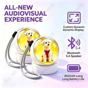 3D Video Crystal Ball E-Badge 1.65inch GIFS Video Playback Display DIY Art Glass Ball Smart Anime Animation E-Badge Friend Gift