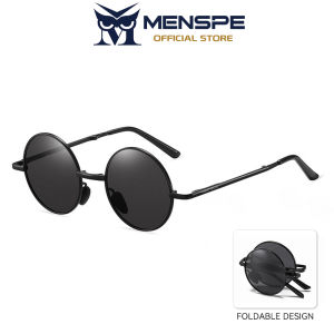 MENSPE Foldable Sunglasses Circular Men Women Polarized Glasses Chic Retro Sunglasses Photochromic Polarized Sunglasses Men Discoloration Eyewear Anti Glare UV400 Glasses