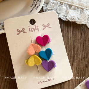 Sweet Heart Shaped Hair Accessories for Girls Baby Hair Ties Clips Small Size Colorful Pack of 5 Adorable Childrens Hair Gear