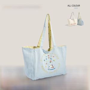 Large Capacity Embroidered Canvas Tote Bag Casual Versatile Shopping Bag for Young Women Double Sided Stitching Trendy 2024