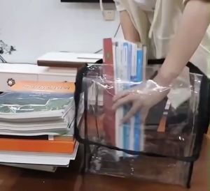 Book Storage Bag Transparent Multi-function Dust Storage Bag with Handle