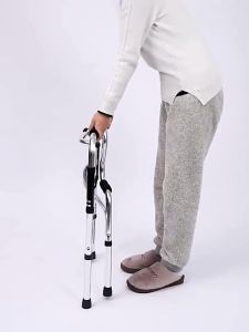 【COD】Foldable Walking Frame Tongkat 4 Kaki Bantu Jalan Crutches Walking Cane Aid For Elderly Adult Walker Frame Shower Seat Extra Stable Wide Base Lightweight Foldable Stainless Steel Pulley Quad Cane Crutch Disabled Walker