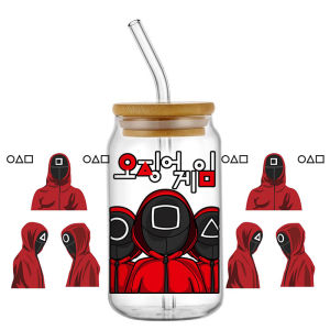Movie character design easy peel waterproof DIY Decals 3D transfers crystal stickers 16oz uv dtf cup wraps for Libbey Glasses