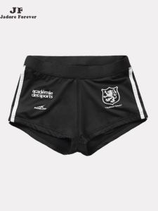 Jadore Forever Summer Thin Embroidered Yoga Pants Womens Fitness Running Shorts Breathable Comfortable Polyester Spandex