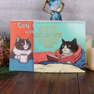Creative Family Planner 2025 Funny Cat Art Calendar Hangable Wall Handmade 2026 12-Month Calendar Applicable To Office Study