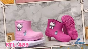 💥 รองเท้าบูทเด็กกันน้ำ ลายการ์ตูนคิตตี้ Kitty ลิขสิทธิ์แท้ รุ่น KTL-483 ลายน่ารัก สีหวานสดใส - 1คู่ - MFS