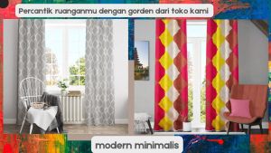 Gorden/hordeng jedela gorden pintu minimalis FREE hook&tali L120cm X T225cm gordeng hordeng kordeng