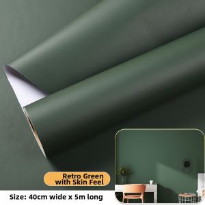 KEERMAN | Cream Feel Matte Wallpaper Vintage Green Wall Sticker