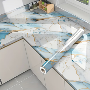 Marble-Effect Tile Wallpaper Easy To Renovate Suitable For Wall Renovation And Decoration In Kitchen Bathroom And Living Room.