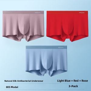 MiiOW | Antibacterial Modal Mens Boxer Shorts Seamless Thin Style Youth Large Size Comfortable Underwear Flat Angle Design Briefs