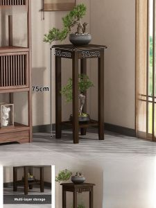 Indoor Balcony Bamboo Multi-layer Flower Pot Stand Traditional Chinese Style Floor-standing Plant Holder Artistic Furniture
