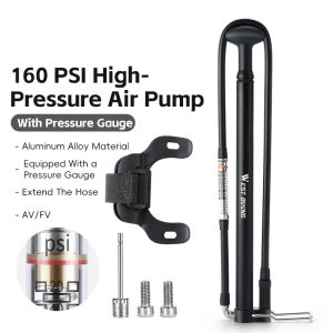West Biking | WEST BIKING Portable Bicycle Pump 160PSI High Pressure Tire Inflator For Schrader/Presta Valve MTB Road Bike Pump Accessories