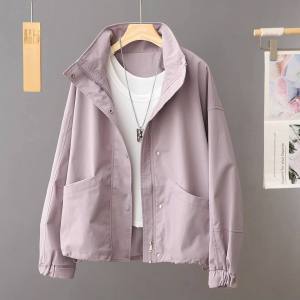 Elegant Loose Fitting Purple Jacket Outerwear