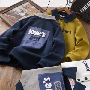 Cool Handsome Boys Polo Shirt Hoodie Long Sleeve Turn-down Collar Autumn Fashionable Childrens Clothing for 3-14 Years Old