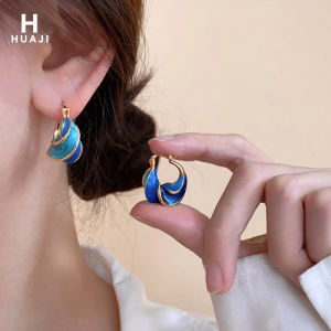 Floral Blue Drip Glazed Contrast Earrings: A Classy Minority Jewelry Choice