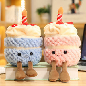 JOJO CASTLE 28cm Kawaii Simulation Cake Doll Wedding Cake Plush Toys Stuffed Cute Ice Cream Snack Decoration Birthday Party Gift for Kid Children